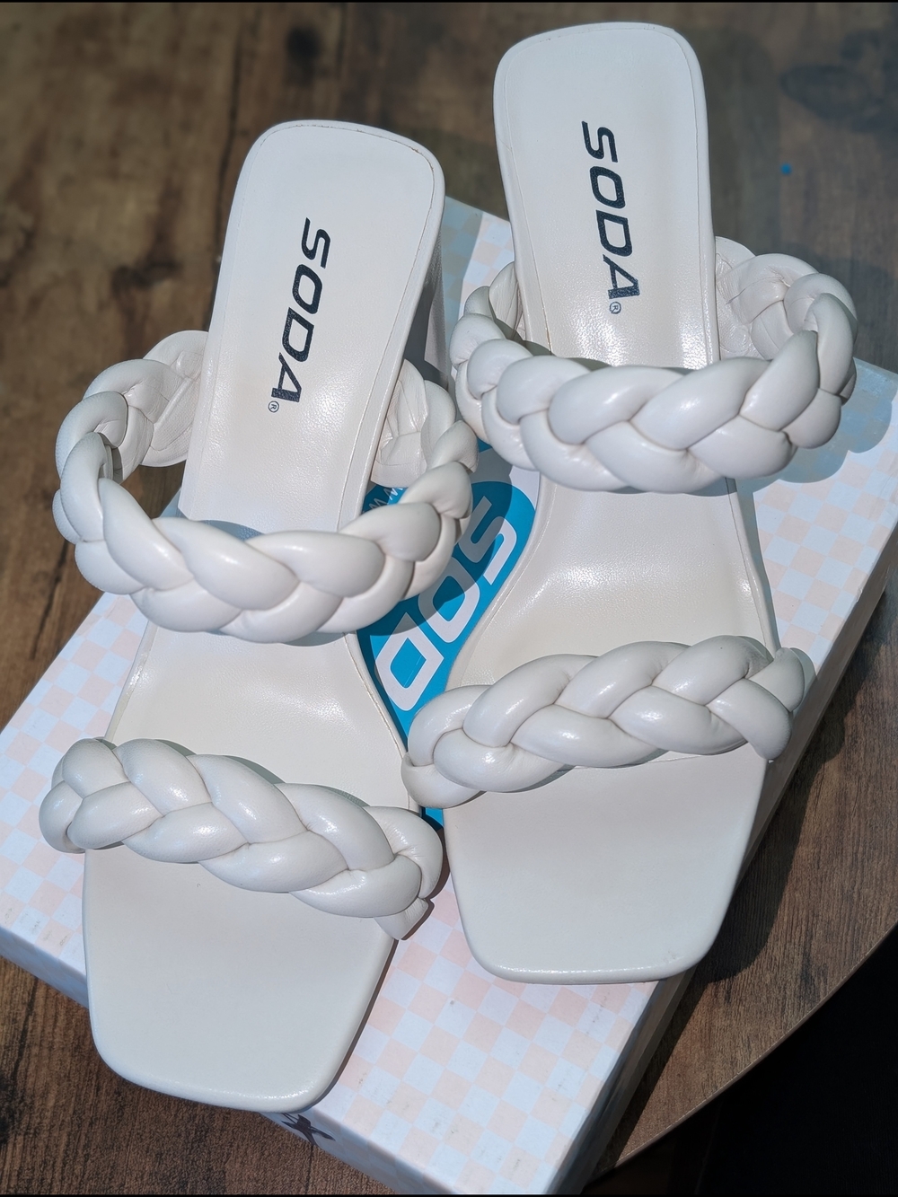 SODA White Braided Slide Sandals - Women's